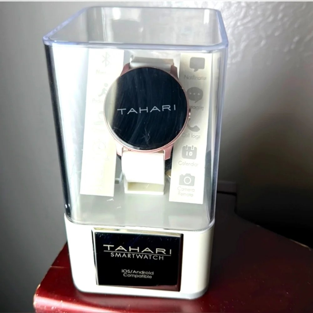 Tahari Ladies Smart Watch with Rose-Gold-Tone - White Silicone